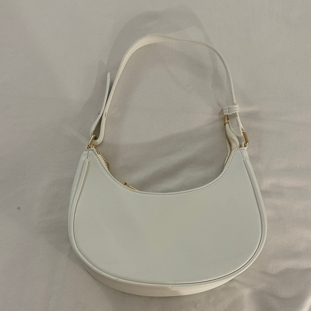 White Shoulder Bag - Classic Crescent Hobo